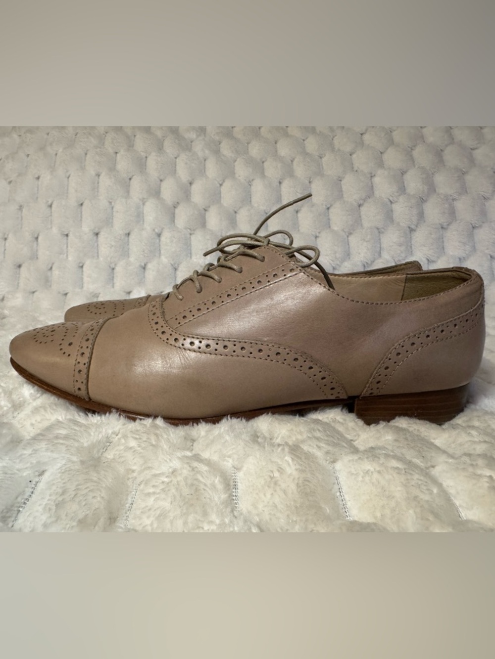 J. Crew Beige Leather Brogue Oxford